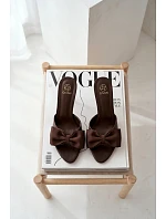 Dámské lodičky na podpatku s mašlí Čokoládové Jelessa