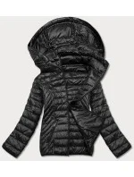 Čierna dámska prešívaná bunda pre prechodné obdobie (5M785-392)