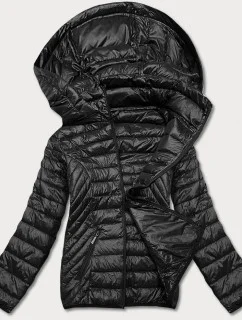 Čierna dámska prešívaná bunda pre prechodné obdobie (5M785-392)