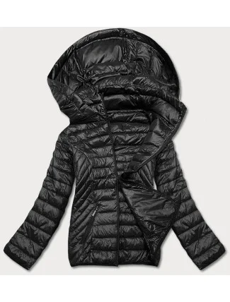 Čierna dámska prešívaná bunda pre prechodné obdobie (5M785-392)