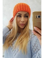 Čiapka s rolovaním Magda K293 orange neon