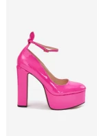 Lakierowane Czółenka Na Wysokim Słupku I Platformie Różowe Nianka