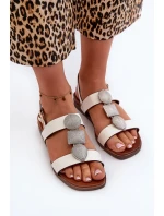 Dámske ploché sandále s ozdobami Sergio Leone White