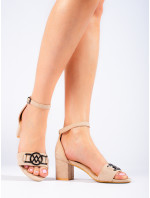 Módne dámske sandále hnedé na širokom podpätku