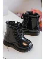 Dziecięce Botki Lakierowane Z Suwakiem Czarne Tibbie