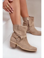 Topánky z prírodnej semišovej kože na podpätku Bright beige Zazoo 3444/2