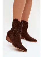 Dámské otevřené kotníkové boty na podpatku Čokoládové Ferissa