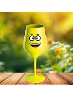 SMAJLÍK S BRÝLEMI - žltý nerozbitný pohár na víno 470 ml SMAJLÍK S BRÝLEMI - žltý nerozbitný pohár na víno 470 ml