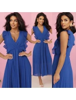 315-8 EMILY plisované šaty s volánmi a výstrihom - farba CHABRIEL