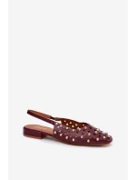 Zdobione Baleriny Na Płaskim Obcasie Bordowe Nilarisela