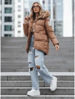 Dámska zimná prešívaná bunda s kapucňou FashionStreet camel TY5508 Dámska zimná prešívaná bunda s kapucňou FashionStreet camel TY5508