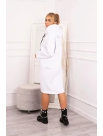 Šaty s kapucňou a bočným rázporkom bielej