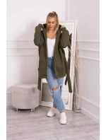 Zateplená bunda s viazaním v páse khaki farby Zateplená bunda s viazaním v páse khaki farby