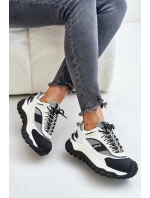 Skórzane Sneakersy Damskie Na Platformie Big Star OO274A220 HI-POLY SYSTEM Biało-Czarne
