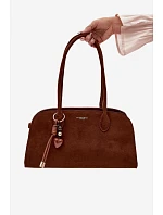 Kabelka s přívěskem a sponkami Eko semiš Camel Violette