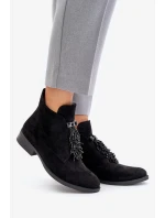 Zateplená nízka členková obuv s ozdobou na zips S.Barski Black