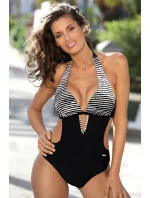 Dámske jednodielne monokiny Kalina M-601 Čierne s bielou - Marko Dámske jednodielne monokiny Kalina M-601 Čierne s bielou - Marko