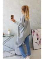 Blúzka oversize s potlačou šedá