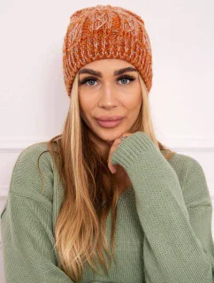 Fleecová čiapka Melisa K241 oranžová+sivá