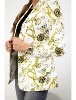Bavlnená bunda s farebnou potlačou ecru+žltá