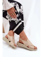 Sandały Damskie Z Eko Skóry Złote Tosmelia