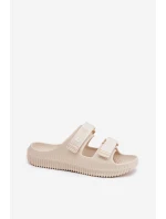 Piankowe Klapki Damskie Z Rzepami Big Star RR274A529 Beżowe