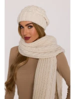 M897 Pletená káblová čiapka - ecru