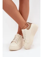 Sneakersy Damskie Na Platformie Big Star SS274246 Jasnobeżowe
