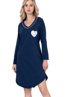 Dámska nočná košeľa CHR-K 3025 tm. modrá so srdiečkom - Christina Secret
