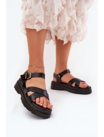 Sandały Damskie Na Platformie Z Eko Skóry Czarne Gevinniser