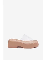 Dámské sandály na platformě s průhledným páskem Béžové Selestia