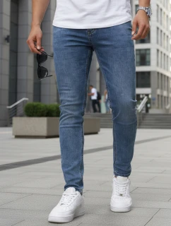 Pánske modré džínsové nohavice slim fit FashionStreet UX4481