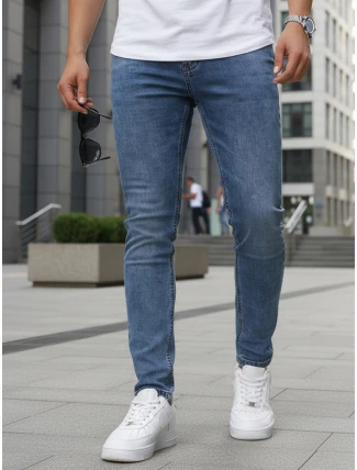 Pánske modré džínsové nohavice slim fit FashionStreet UX4481
