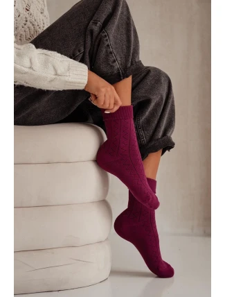Dámske ponožky Frotte Zygzak Burgundy