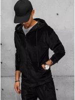 Pánska čierna velúrová mikina FashionStreet BX5544