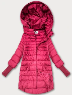 Dámska prechodná bunda s pletenými rebrovanými lemami ružová (1828)