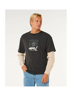 Pánske tričko RIP CURL Inner Visions Smashed L/S Tee, čierne