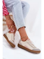 Skórzane Sneakersy Damskie Zazoo N1220 Beżowe