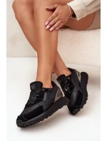 Skórzane Sneakersy Damskie Big Star OO274562 Hi-Poly System Czarne