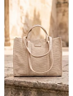 Kožená nákupná taška na zips Big Star RR574073 Beige