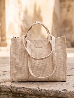 Kožená nákupná taška na zips Big Star RR574073 Beige