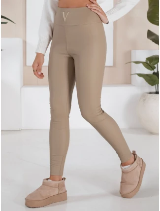 VALENTIS béžové voskované dámske nohavice FashionStreet UY1557