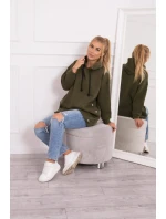 Zateplená mikina so zapínaním na cvoky khaki