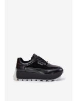 Skórzane Damskie Sneakersy Na Platformie Big Star RR274873 HI-POLY SYSTEM Czarne