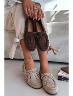 Dámské mokasíny s šněrováním a třásněmi Béžové Glorina