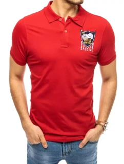 FashionStreet červené vyšívané polo tričko PX0390