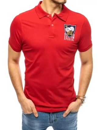 FashionStreet červené vyšívané polo tričko PX0390
