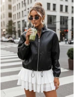 Dámska kožená bunda bomber black FashionStreet TY5595