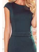 TAMARA - Elegantné dámske midi šaty vo fľaškovo zelenej farbe s opaskom 301-3 TAMARA - Elegantné dámske midi šaty vo fľaškovo zelenej farbe s opaskom 301-3