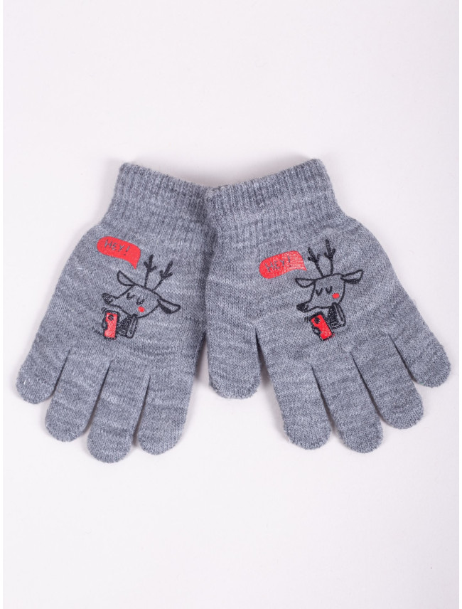 Chlapčenské päťprsté rukavice Yoclub RED-0012C-AA5A-010 Grey